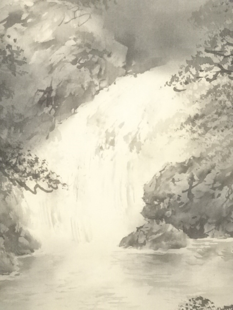 道具 ] - 道具 青星筆 水墨山水 肉筆絹本掛軸（共箱） | ネット